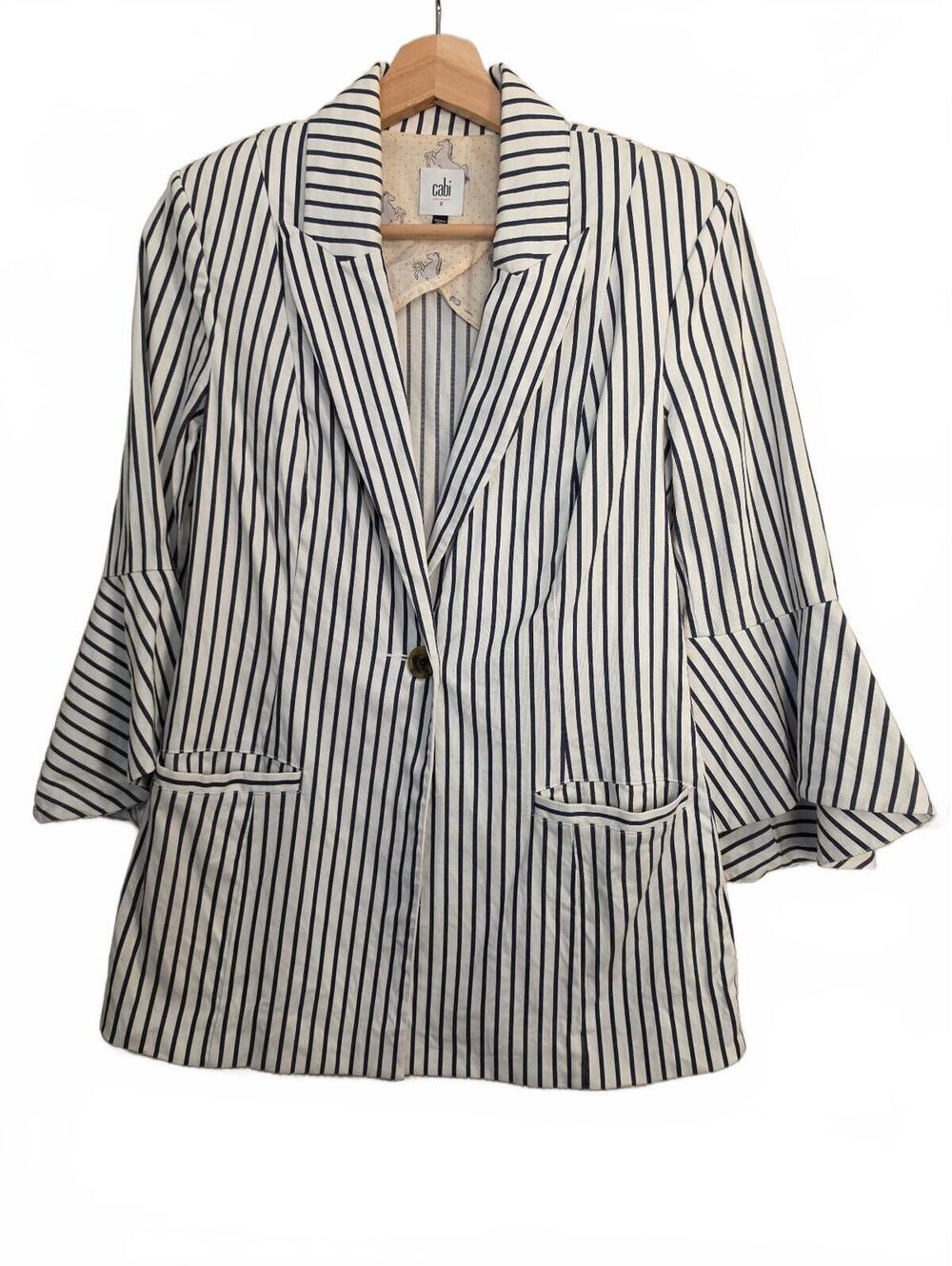 Cabi white and navy striped blazer Size 2